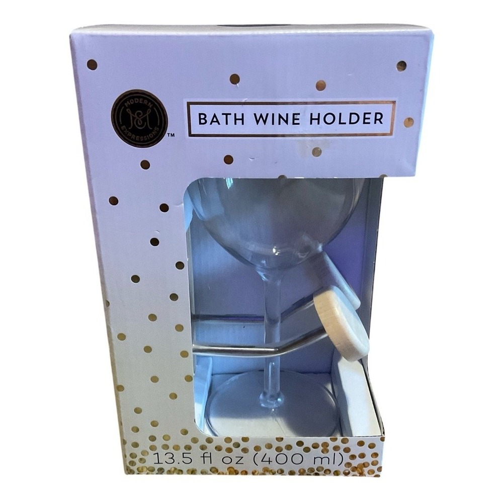 Bath Wine Glass Holder & Wine Glass Gift New In Box